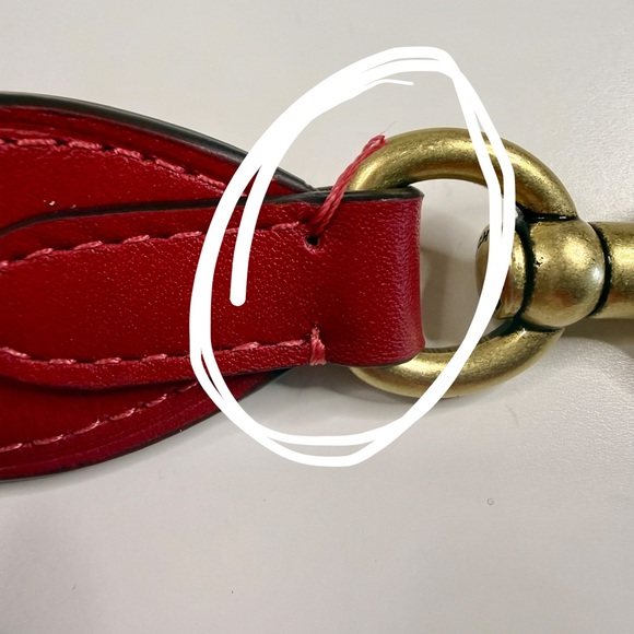 Coach Red Leather Saddle Crossbody with Gold Ring Detail - Picture 12 of 14